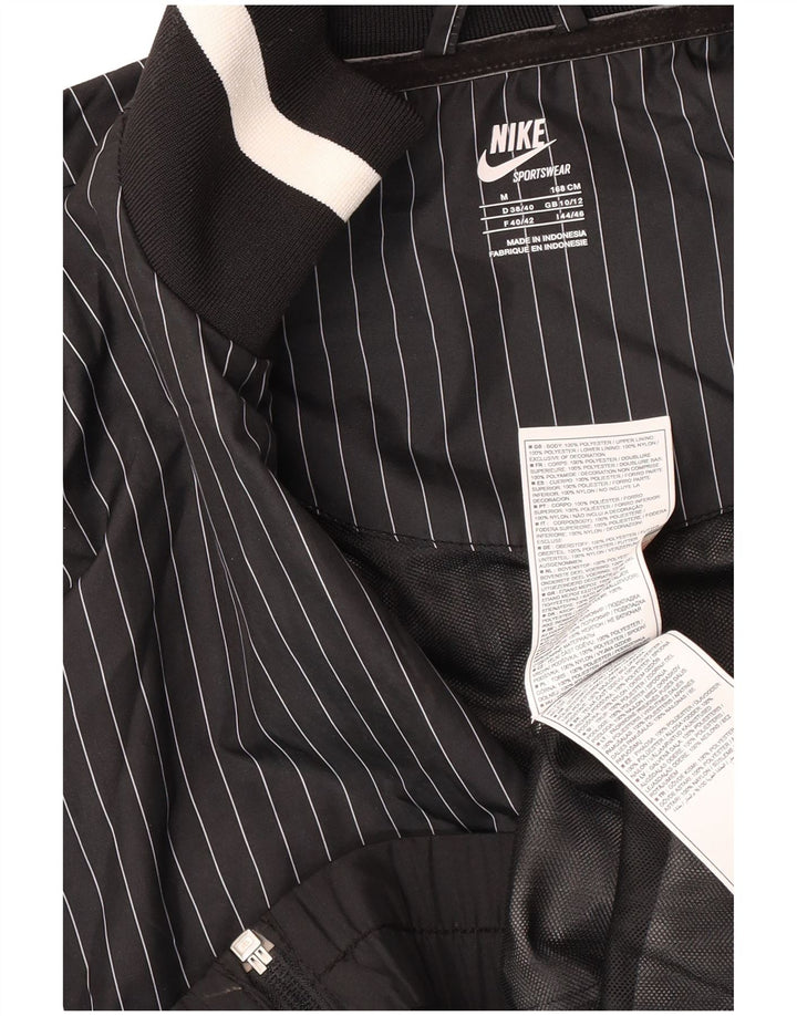 Nike Womens Tracksuit Top Jacket UK 10/12 Médio Preto Risca de Giz Poliéster