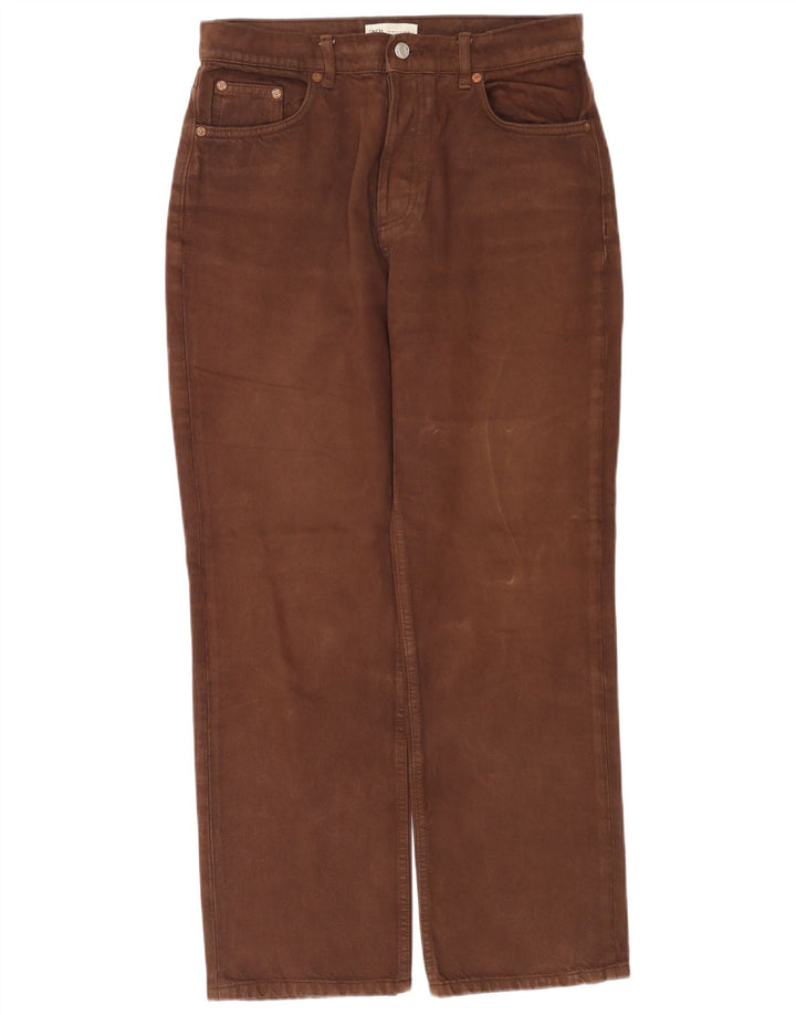 Zara Jeans feminino de cintura alta reta EU 40 médio W30 L28 marrom