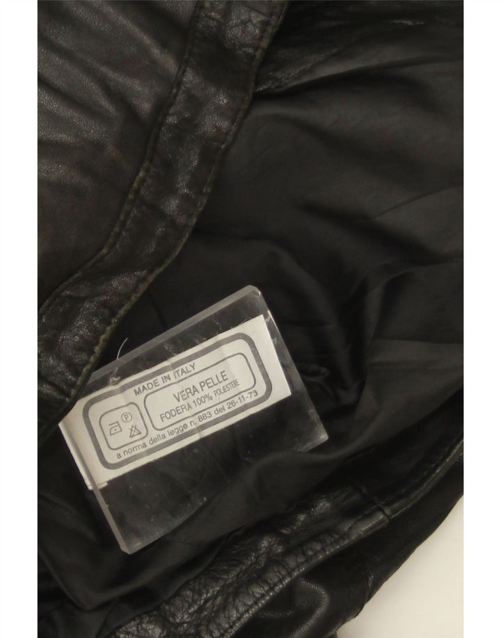 Jaqueta bomber de couro vintage feminina Reino Unido 14 grande couro preto
