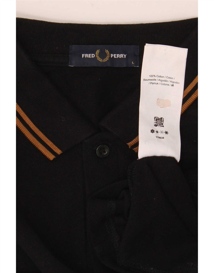 Camisa polo masculina Fred Perry grande algodão preto