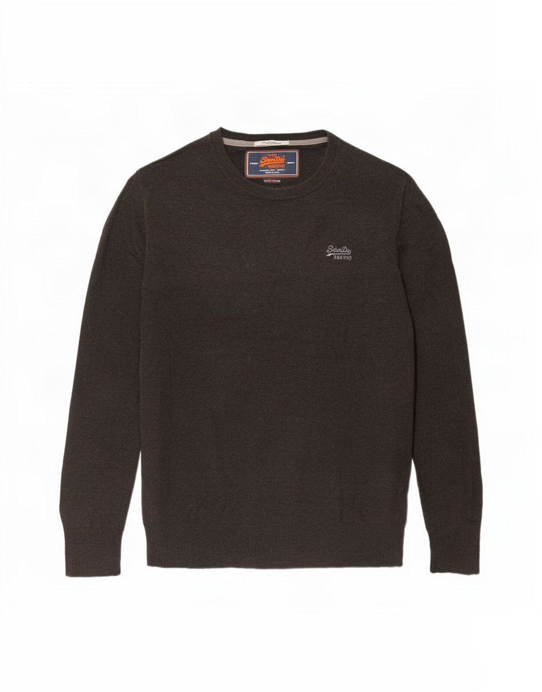 Suéter masculino Superdry com gola redonda, grande algodão marrom