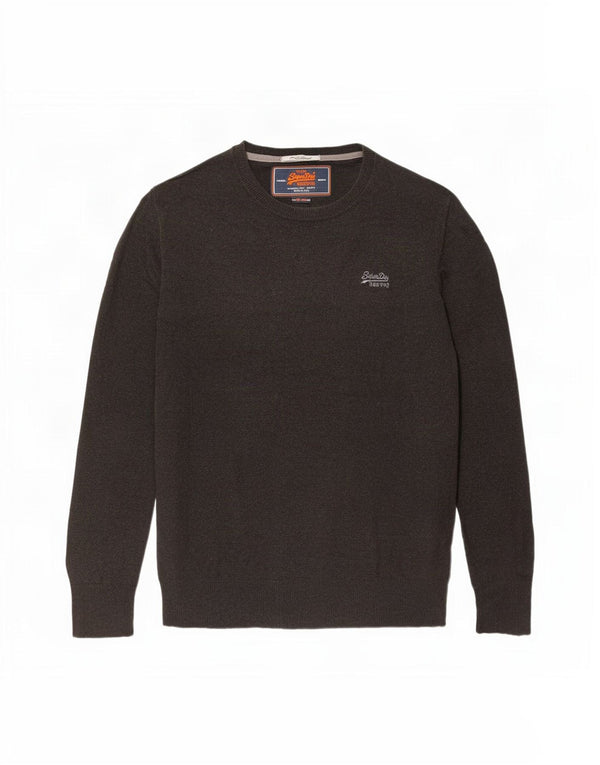 Suéter masculino Superdry com gola redonda, grande algodão marrom
