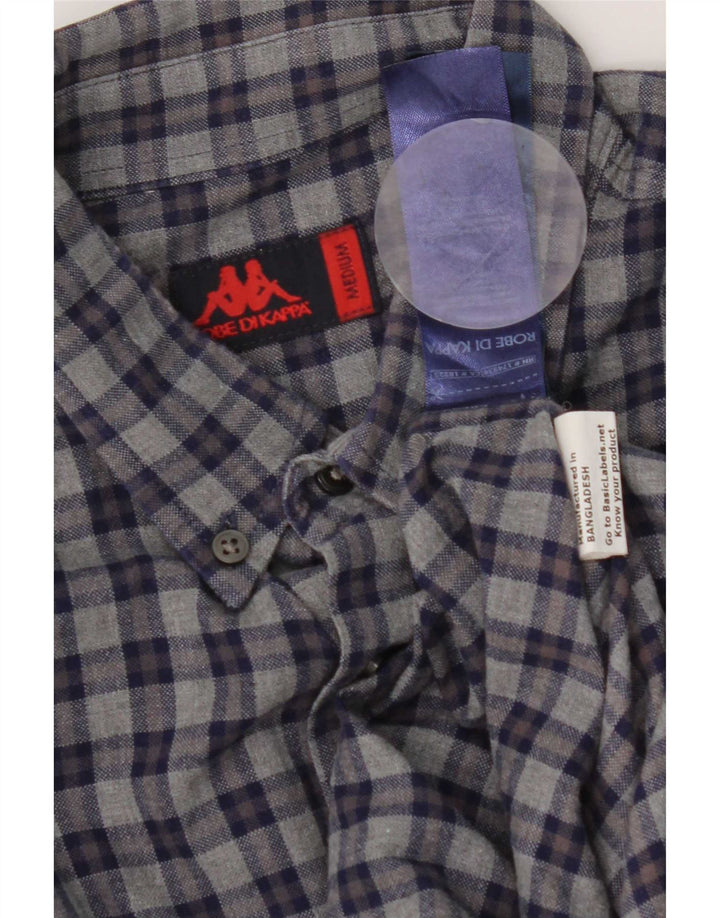 Camisa masculina Kappa de algodão xadrez azul marinho médio