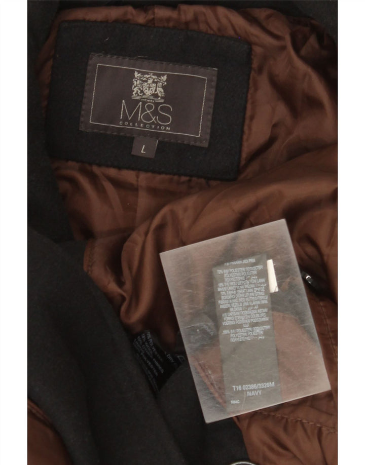 Marks & Spencer Mens Pea Coat UK 40 Grande Poliéster Preto