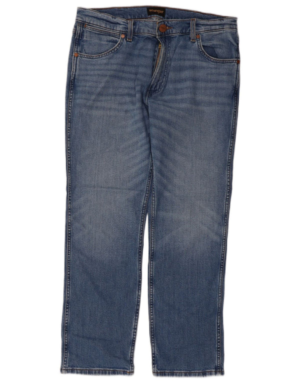 Wrangler Mens Greensboro Regular Straight Jeans W34 L30 Azul Algodão