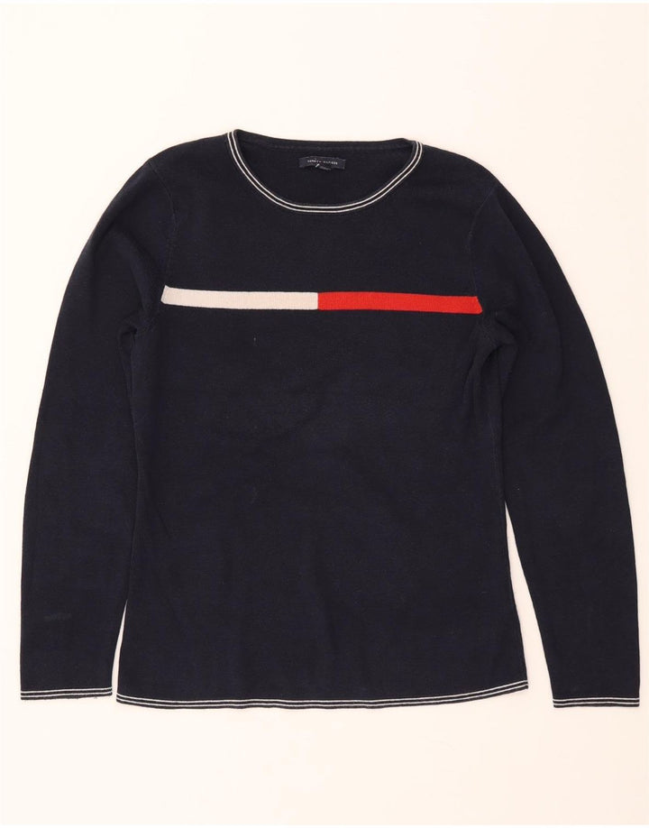 Suéter feminino TOMMY HILFIGER com gola canoa Reino Unido 14 grande azul marinho