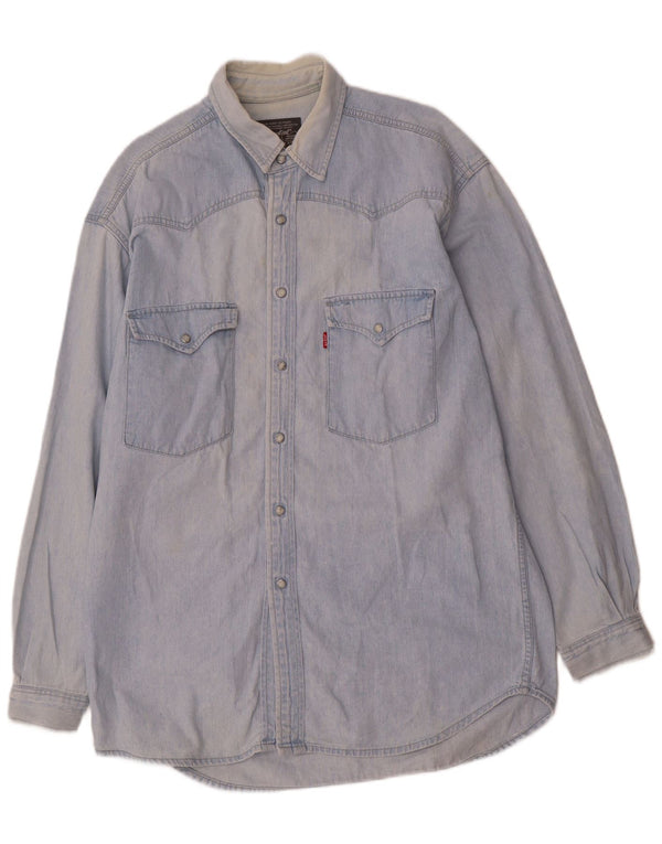 Camisa jeans masculina Levi's de algodão azul médio