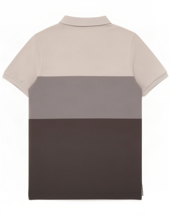 Camisa polo masculina Nike pequena cinza colorblock algodão