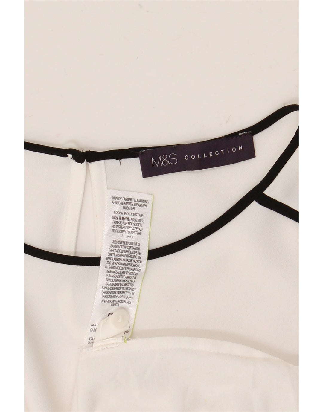Blusa feminina de manga comprida Marks & Spencer UK 12 poliéster branco médio