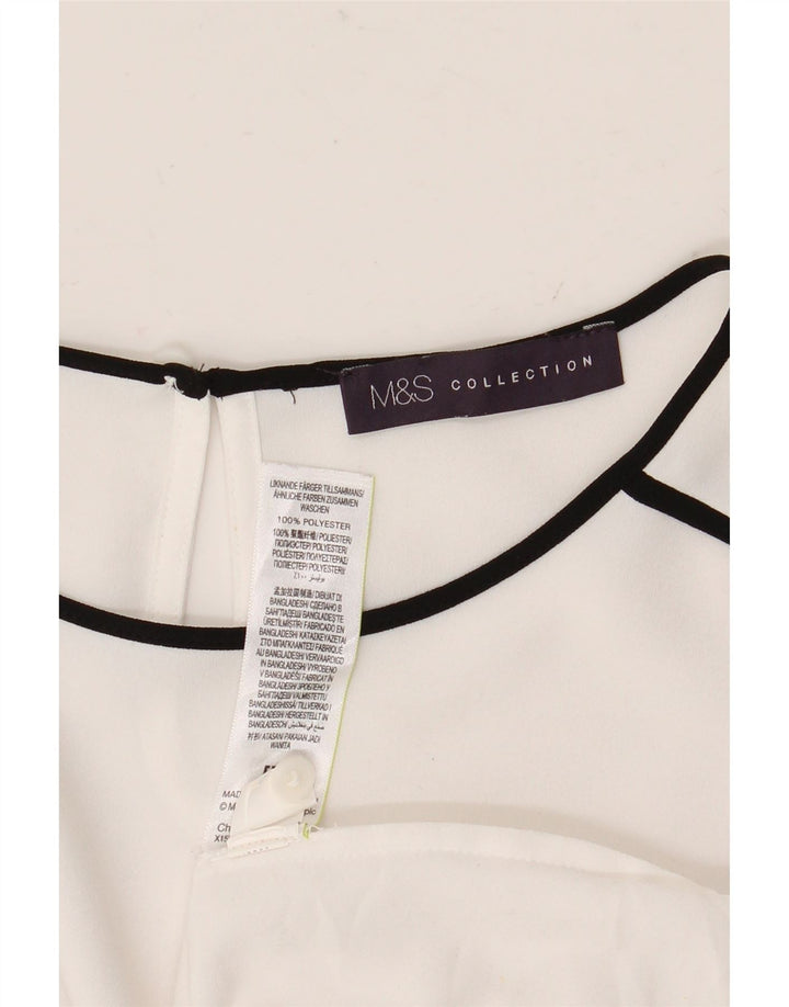 Blusa feminina de manga comprida Marks & Spencer UK 12 poliéster branco médio
