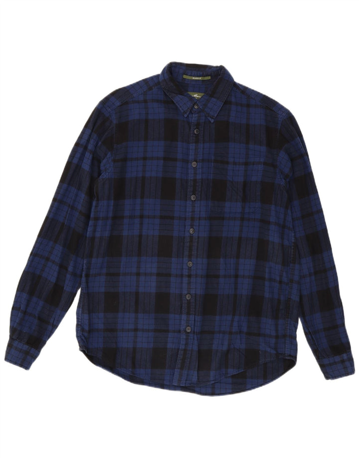 Camisa masculina de flanela alta e relaxada Eddie Bauer grande xadrez azul marinho