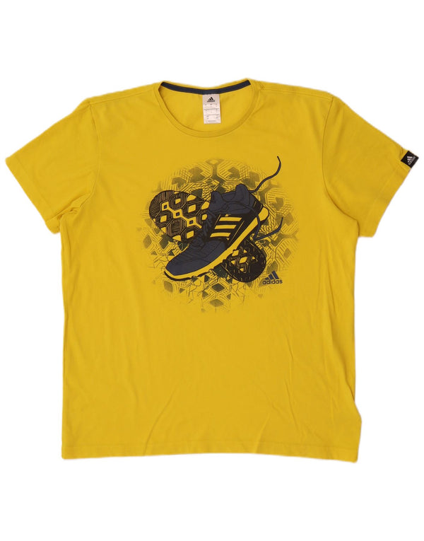 Adidas Mens Graphic T-Shirt Top Grande Algodão Amarelo