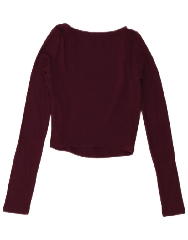 Zara Womens Crop Top Manga Longa Reino Unido 8 Pequeno Roxo Algodão