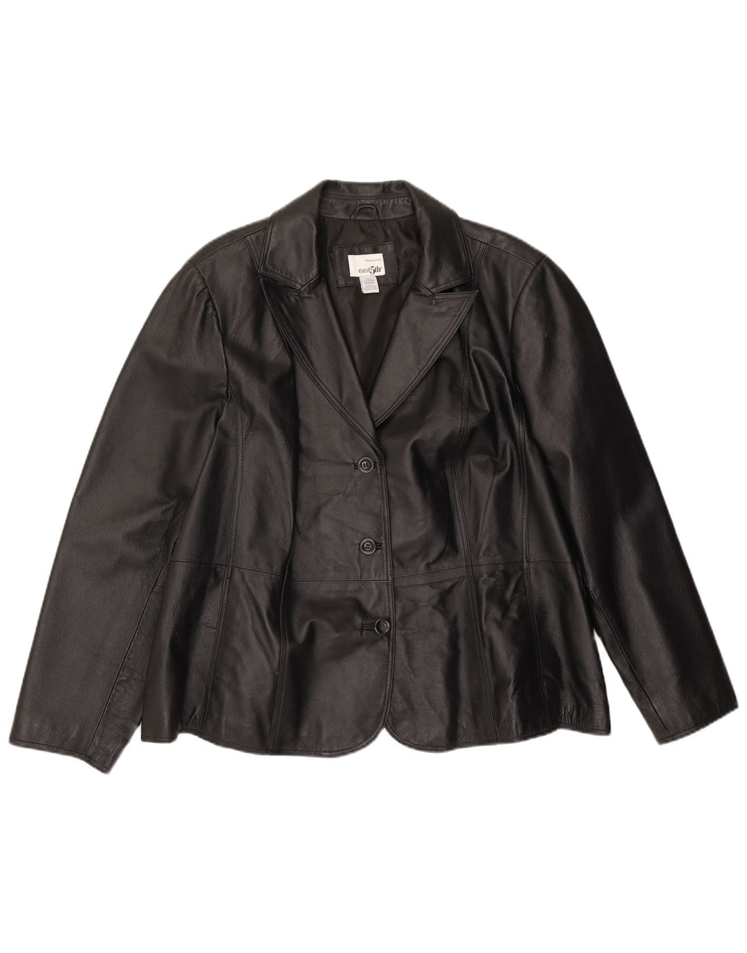 Jaqueta blazer feminina de couro com 3 botões East 5th UK 22 3XL couro preto