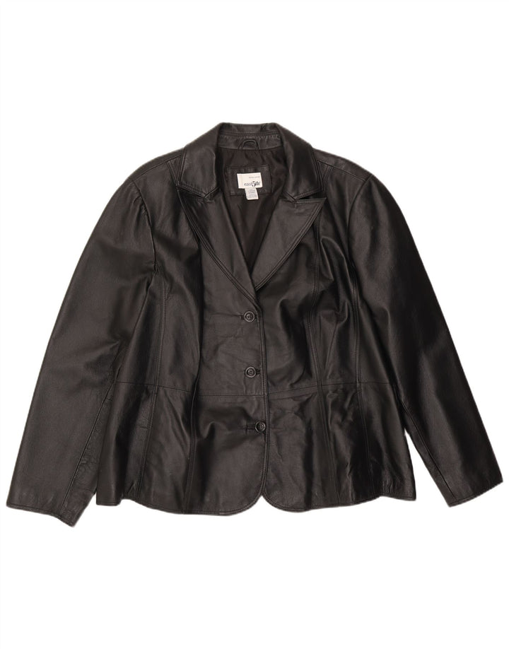 Jaqueta blazer feminina de couro com 3 botões East 5th UK 22 3XL couro preto