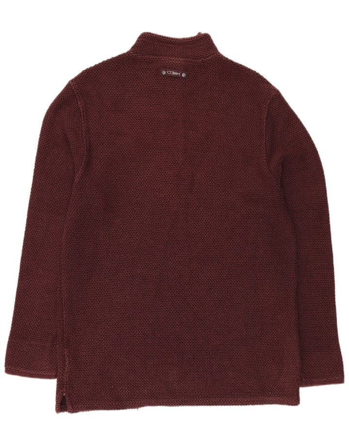WEIRD FISH Suéter masculino com zíper e gola em algodão Borgonha XL