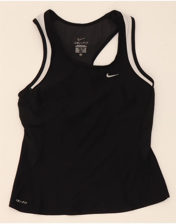 Nike Womens Dri Fit Vest Top UK 8/10 Pequeno Preto Colourblock Nylon