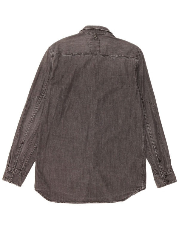 Camisa jeans masculina G-Star grande algodão cinza