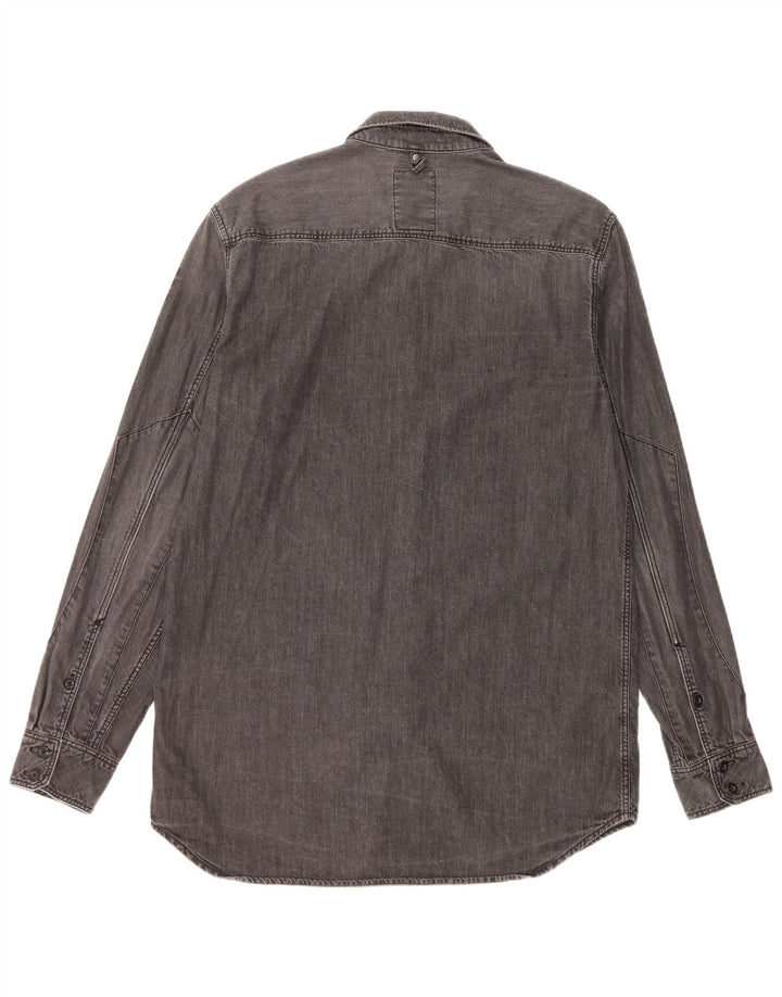 Camisa jeans masculina G-Star grande algodão cinza