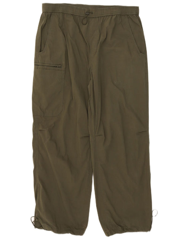 Calça cargo masculina reta Marks & Spencer grande W36 L28 algodão cáqui