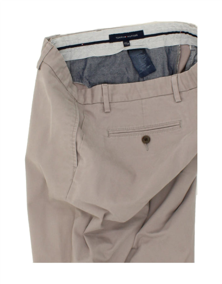 TOMMY HILFIGER Mens Straight Chino Trousers W33 L34  Grey Cotton Vintage Tommy Hilfiger and Second-Hand Tommy Hilfiger from Messina Hembry 