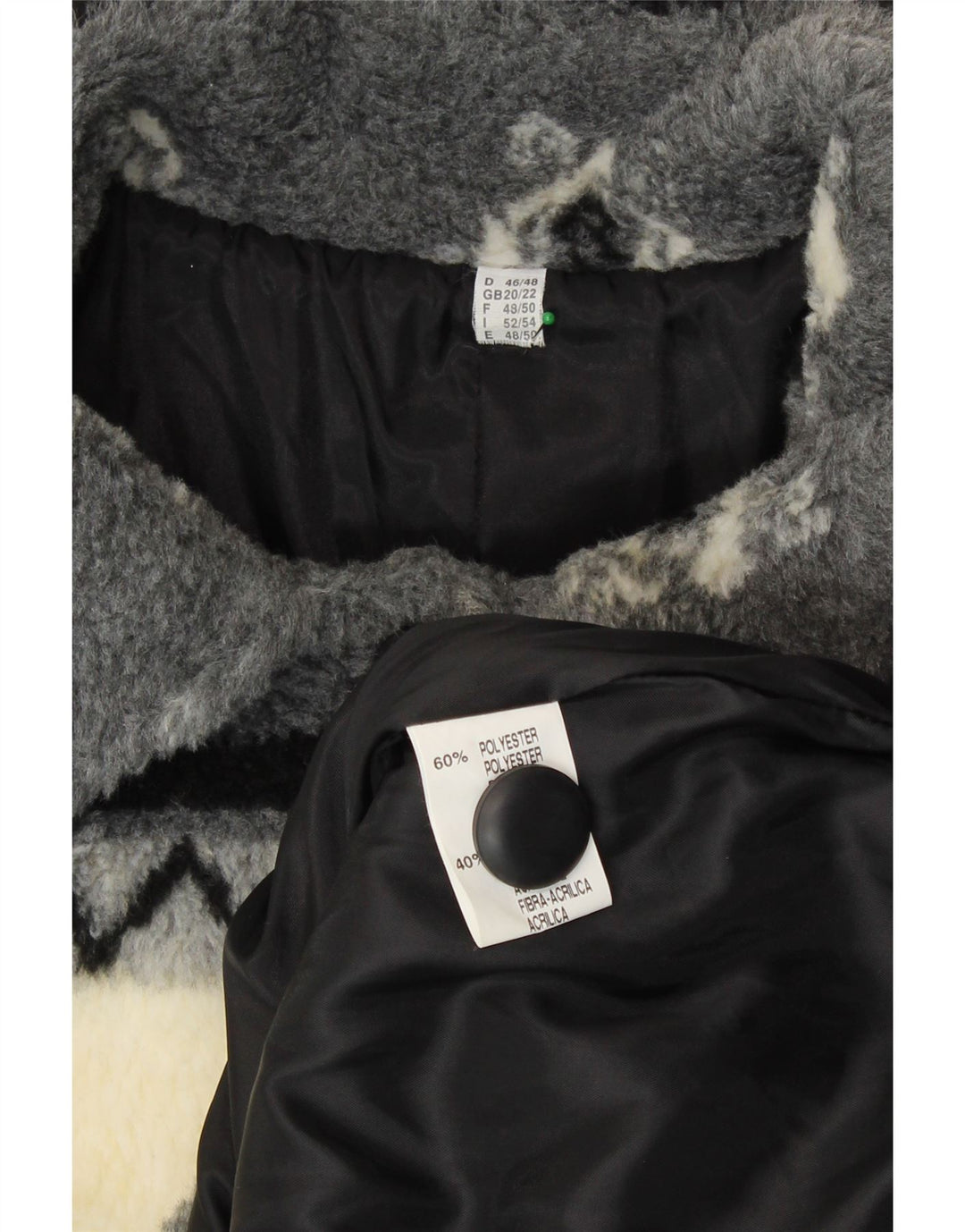 Casaco corta-vento feminino VINTAGE Sherpa Reino Unido 20/22 2XL listrado bege