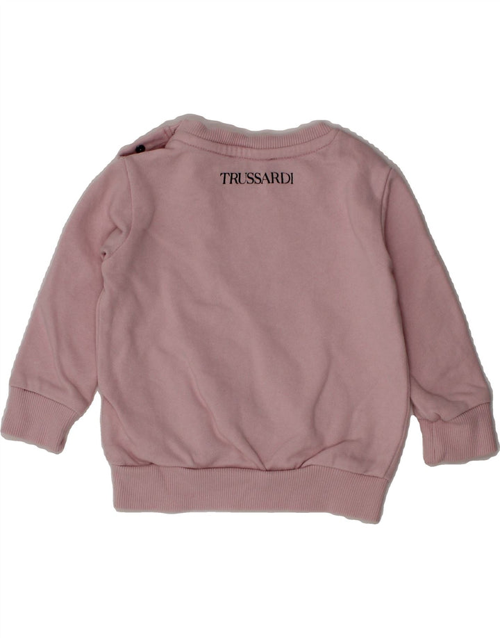 TRUSSARDI JUNIOR Baby Girls Graphic Sweatshirt Jumper 0-3 Months Pink Vintage Trussardi Junior and Second-Hand Trussardi Junior from Messina Hembry 