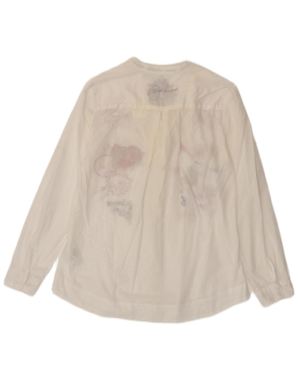 Blusa feminina de manga comprida com estampa Desigual Reino Unido 14 grande floral branco