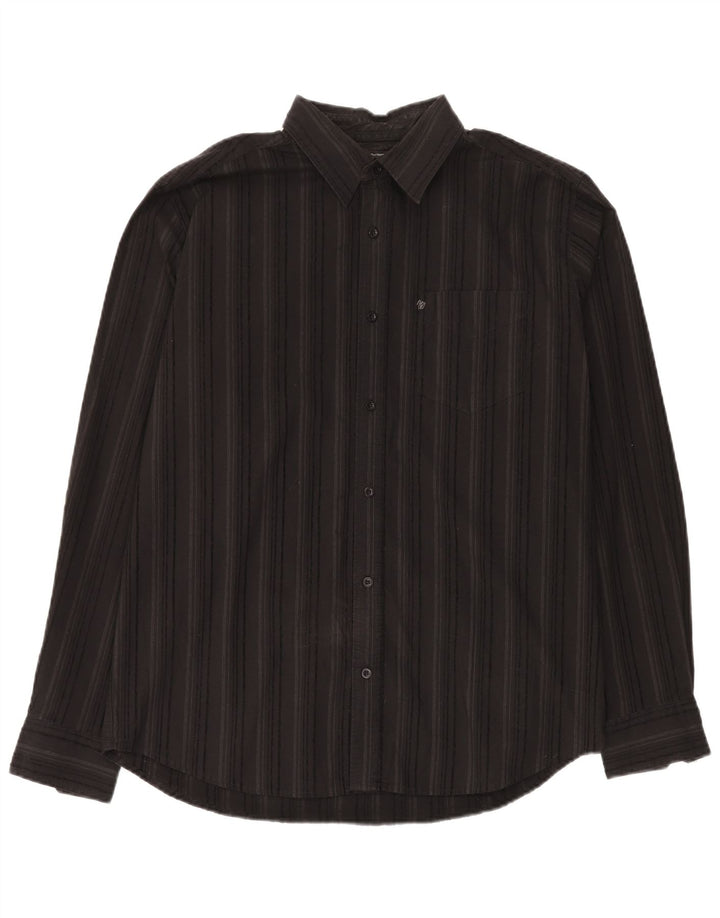 Camisa masculina Wrangler grande algodão listrado preto
