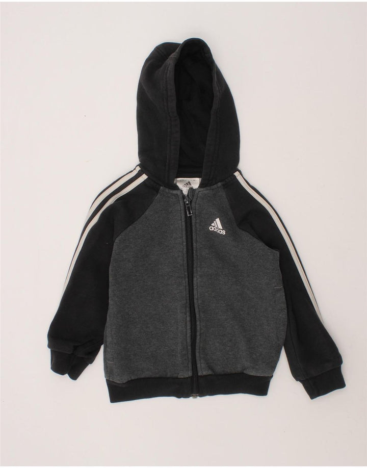 ADIDAS Baby Boys Zip Hoodie Sweater 18-24 Months Grey Colourblock Cotton Vintage Adidas and Second-Hand Adidas from Messina Hembry 
