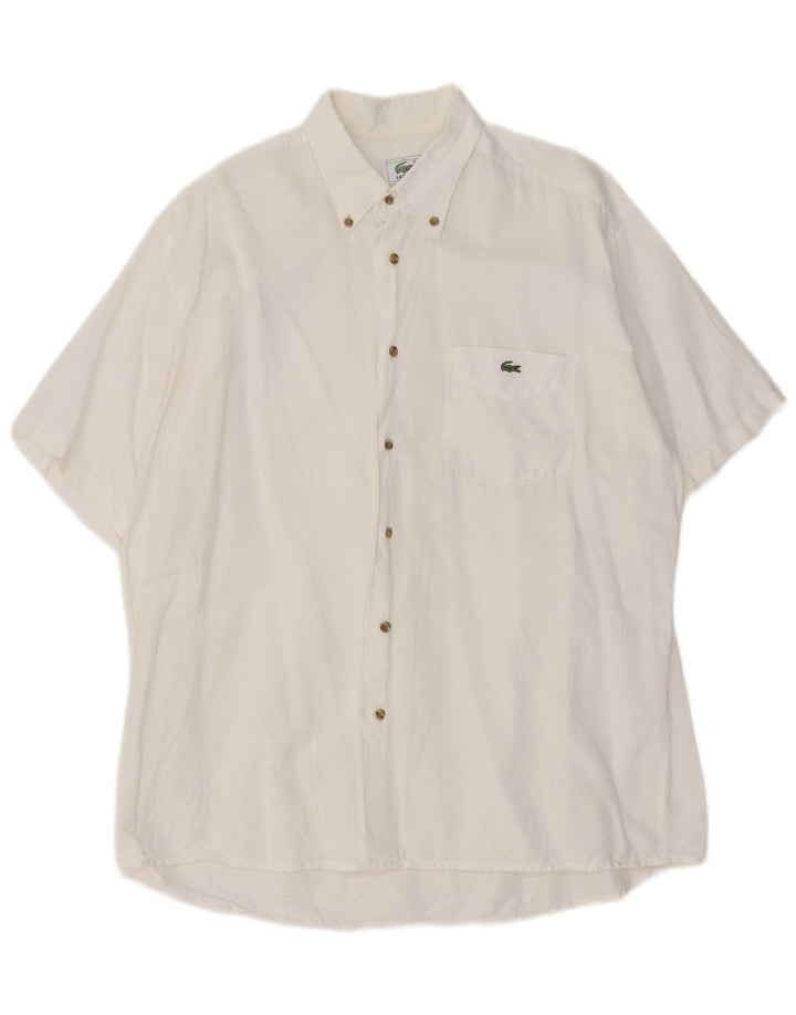 Lacoste camisa masculina de manga curta tamanho 42 grande branco