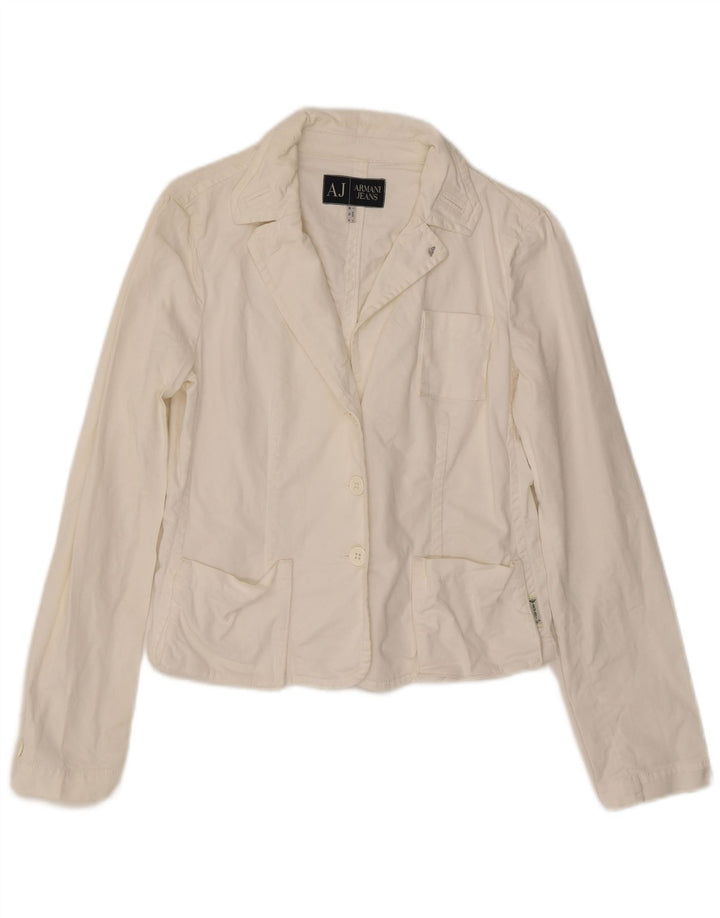 Jaqueta Blazer Feminina Armani com 3 Botões Reino Unido 16 Grande Branco