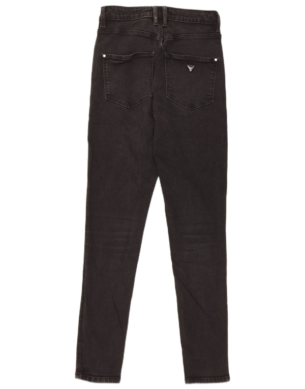 Guess Calça jeans feminina cintura alta super skinny W26 L27 algodão preto