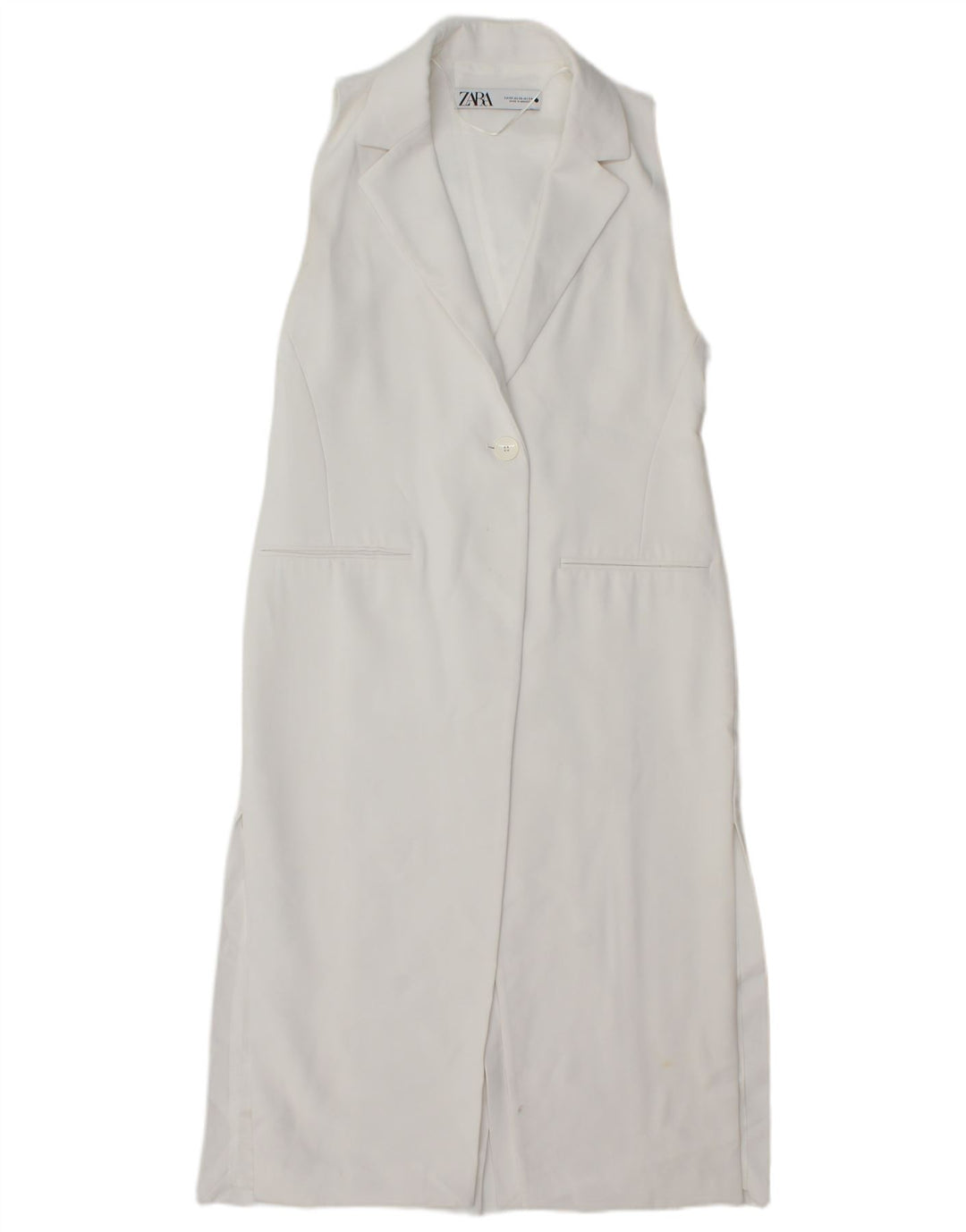 Zara Colete Regular Longline Feminino Reino Unido 6 XS Branco