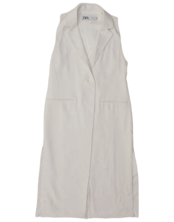 Zara Colete Regular Longline Feminino Reino Unido 6 XS Branco