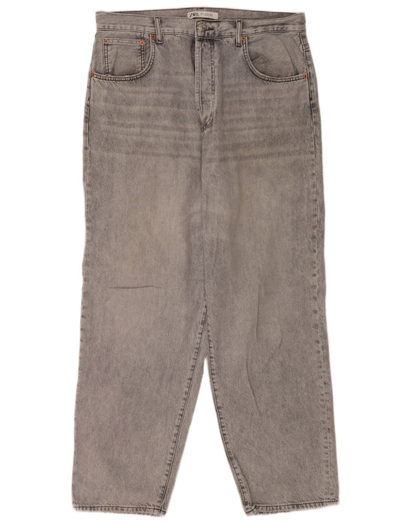 Zara Mens Straight Jeans EU 44 Grande W34 L30 Cinza Algodão