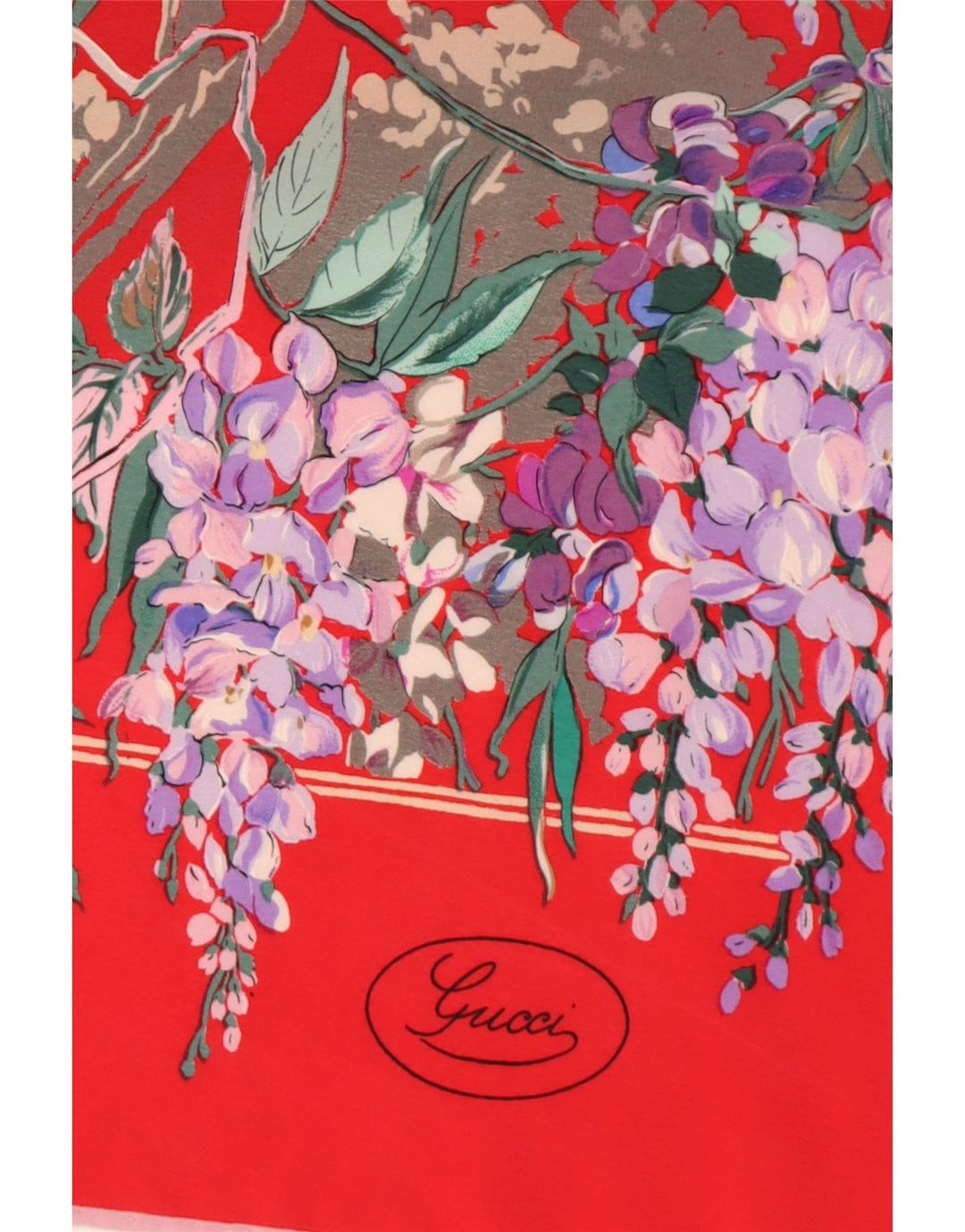 Lenço quadrado feminino Gucci tamanho único seda floral vermelha