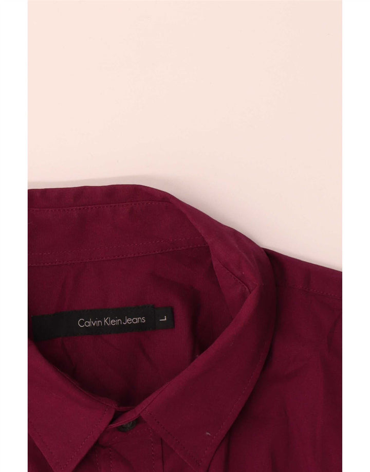 Camisa masculina Calvin Klein Jeans grande algodão marrom