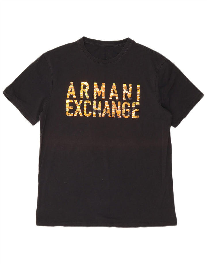 Camiseta gráfica masculina Armani Exchange Top pequeno preto