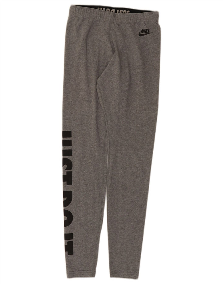 Leggings Nike Femininas Graphic UK 8 Pequenas Cinza Flecked Algodão