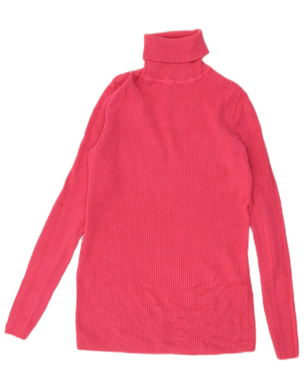 Marks & Spencer Womens Roll Neck Top Long Sleeve UK 10 Small  Pink Viscose