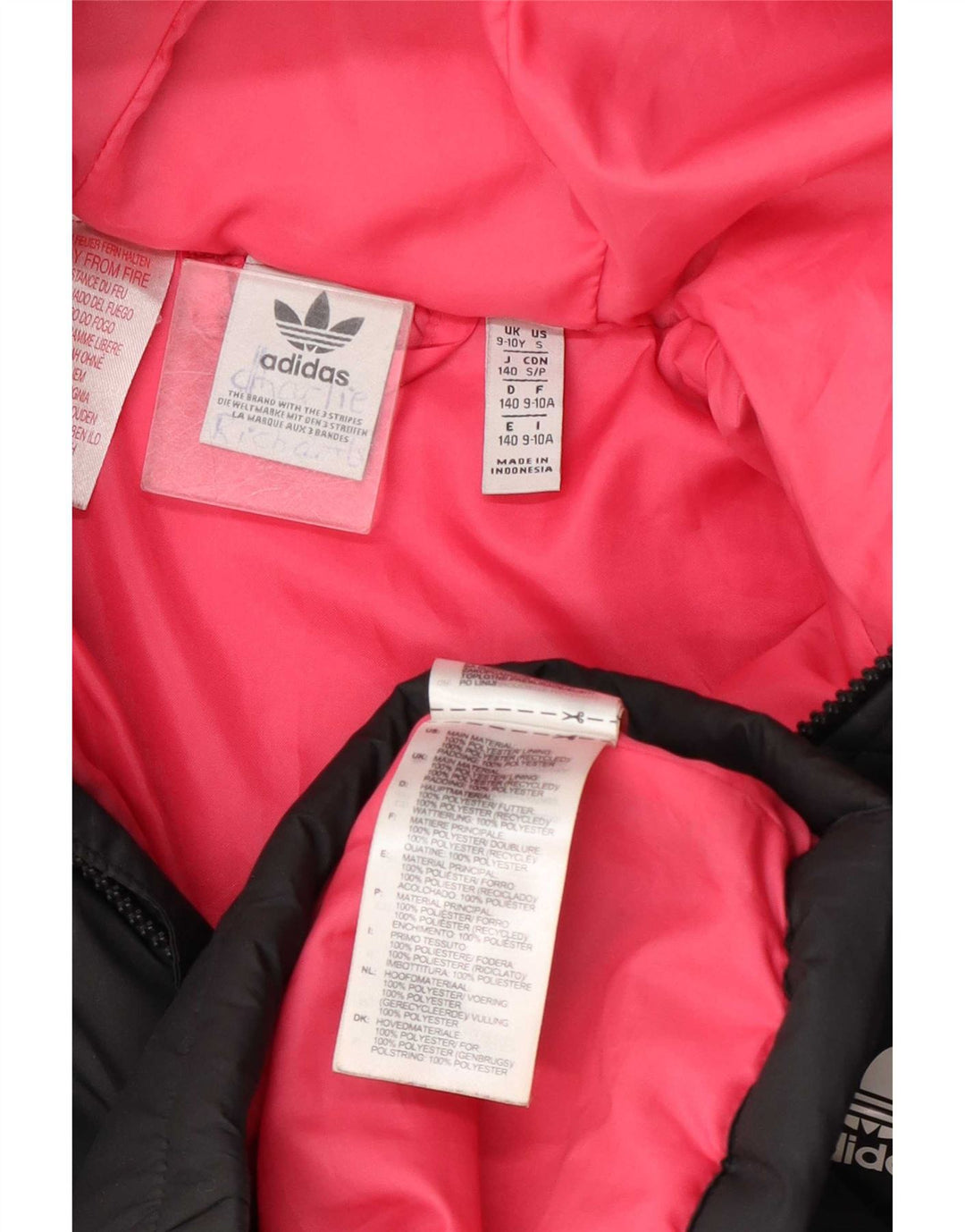 Jaqueta acolchoada com capuz Adidas para meninas 9-10 anos cinza poliéster