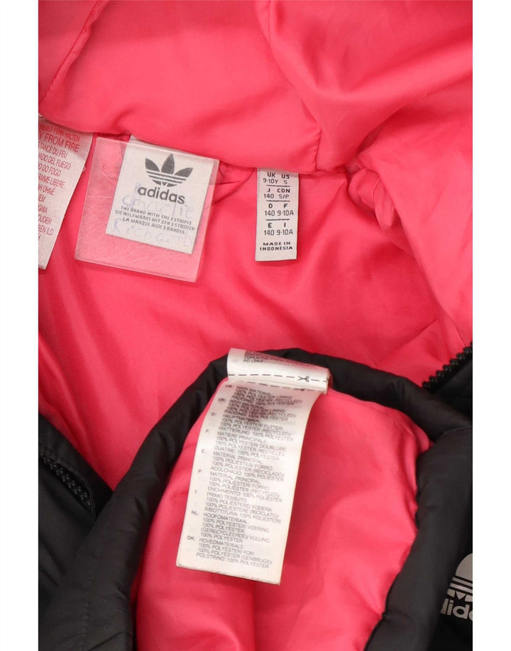 Jaqueta acolchoada com capuz Adidas para meninas 9-10 anos cinza poliéster