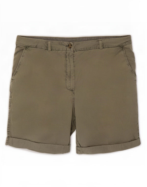 Shorts chino feminino Marks & Spencer UK 16 grande W34 algodão cáqui