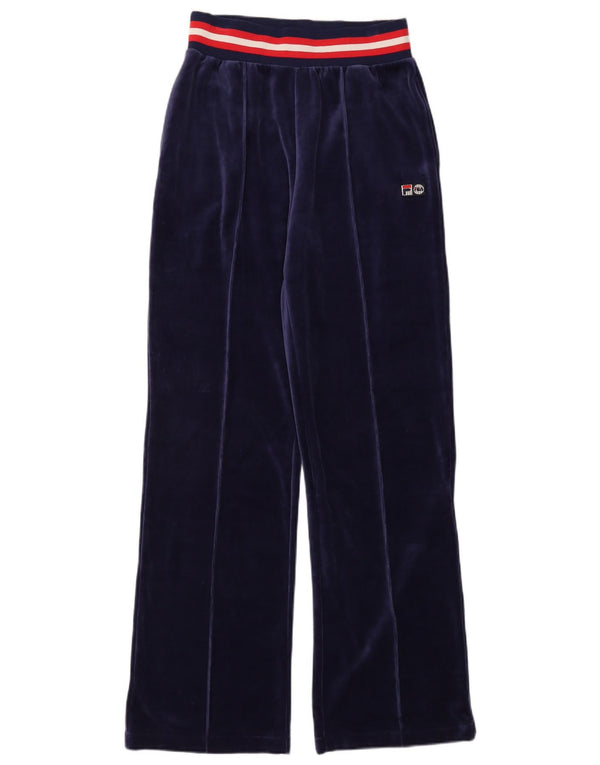 Fila Calça feminina de treino com perna larga Reino Unido 12 bloco colorido azul marinho médio
