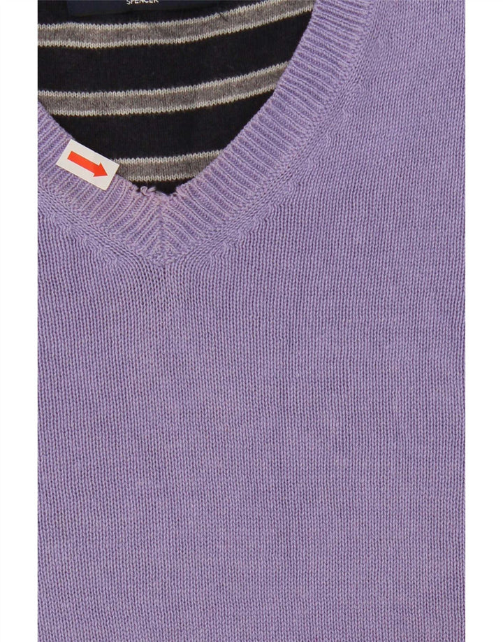 Suéter masculino Marks & Spencer Blue Harbor com decote em V roxo médio