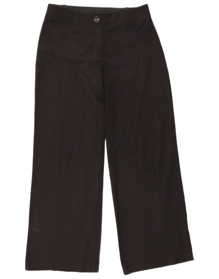 Calça casual feminina Laura Ashley Reino Unido 12 médio W30 L31 poliéster preto