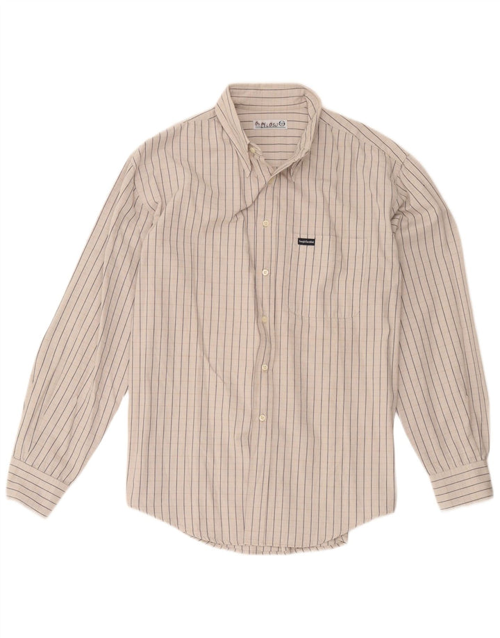 Camisa masculina Sergio Tacchini algodão listrado cinza médio