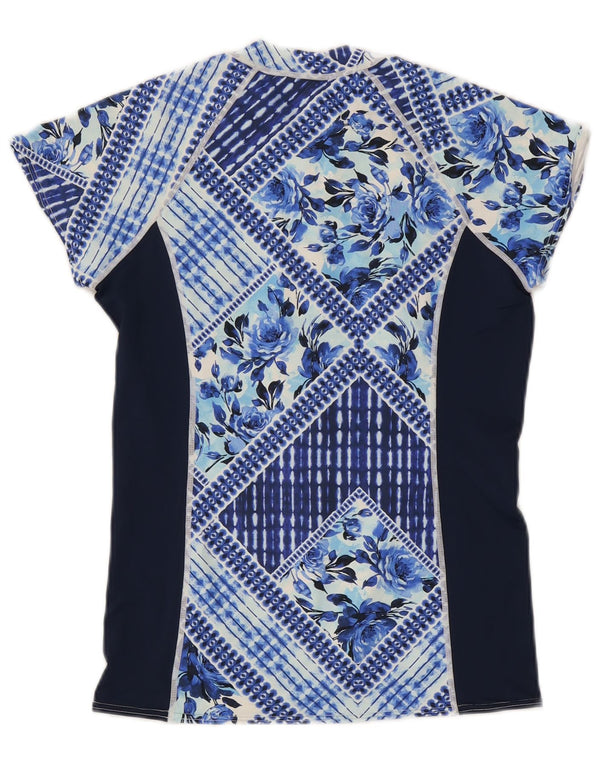 Camiseta feminina O'Neill com zíper e gola redonda Reino Unido 14 grande azul marinho floral
