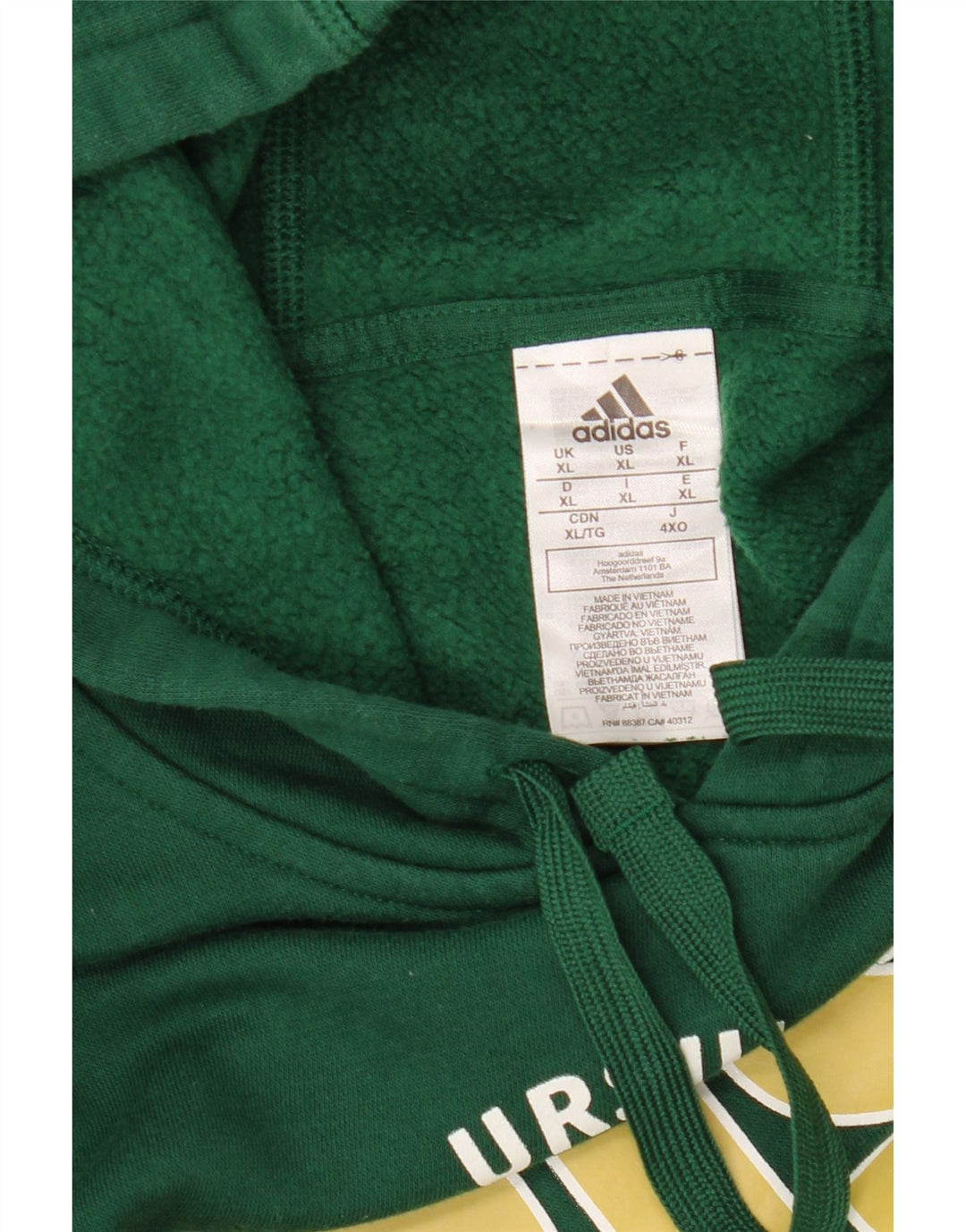 ADIDAS Mens Baseball Graphic Hoodie Jumper XL Verde Algodão
